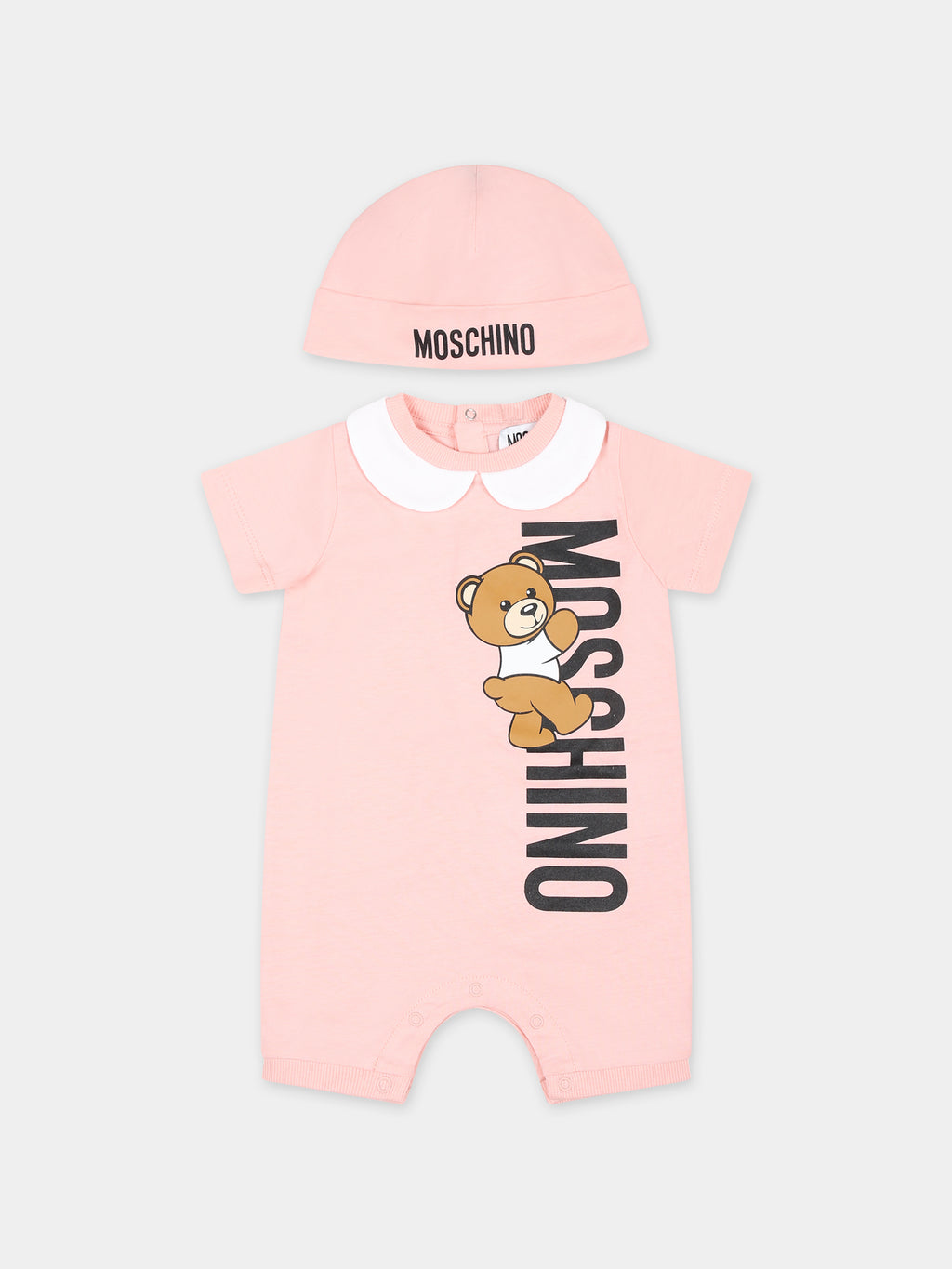 Pink set for baby girl with Teddy Bear and logo